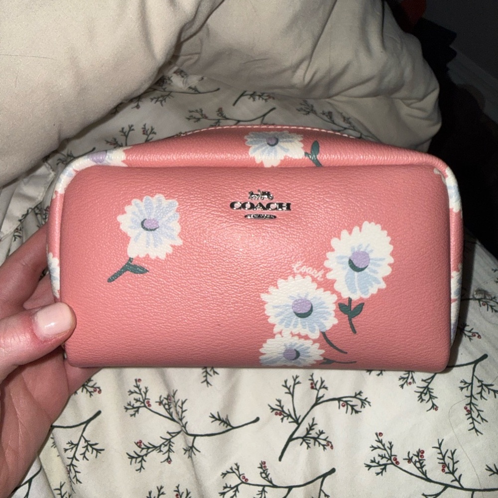 Coach Pink Floral Makeup Bag